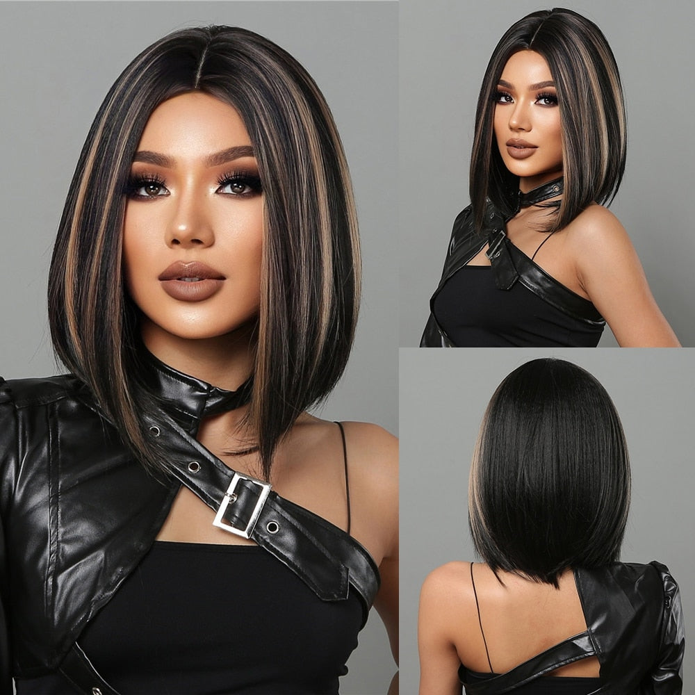 Short Black Bob Straight Hair Synthetic Wig