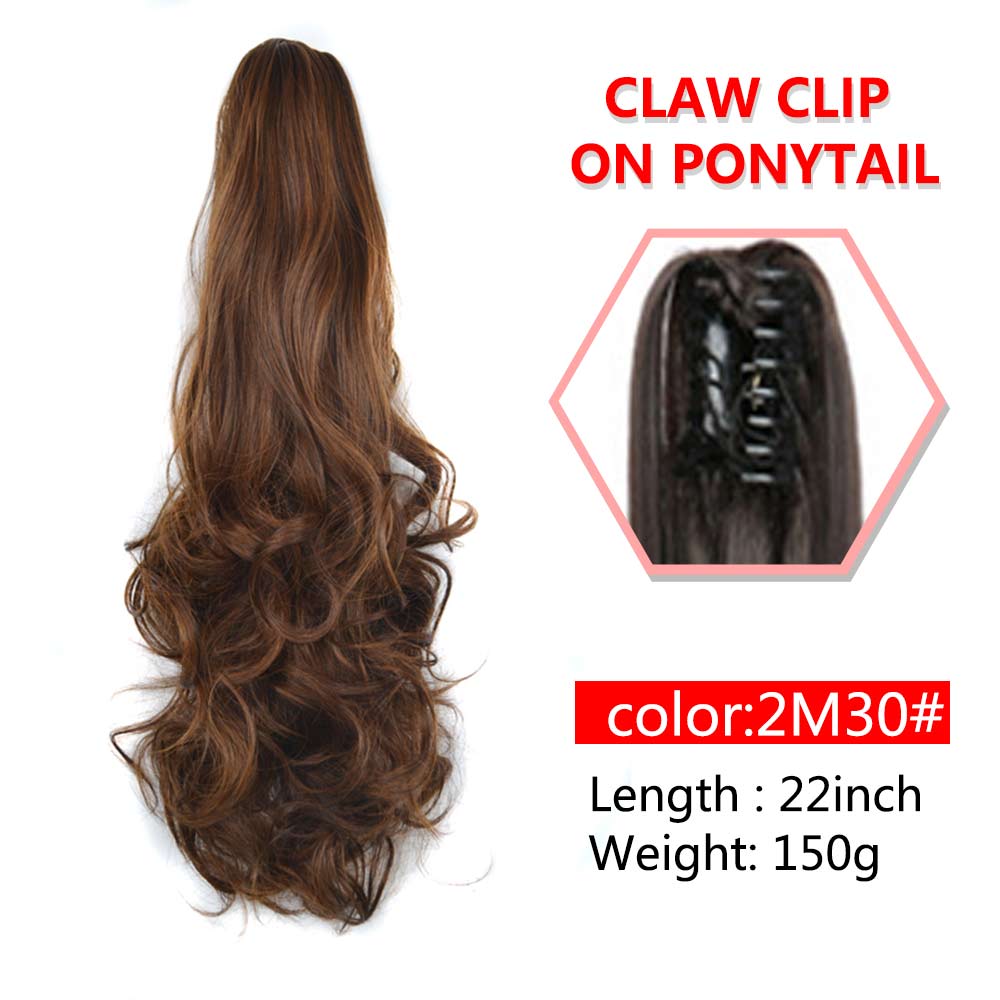 Long Wavy Claw Clip On Ponytail Synthetic 22inch Hair Extension Wig