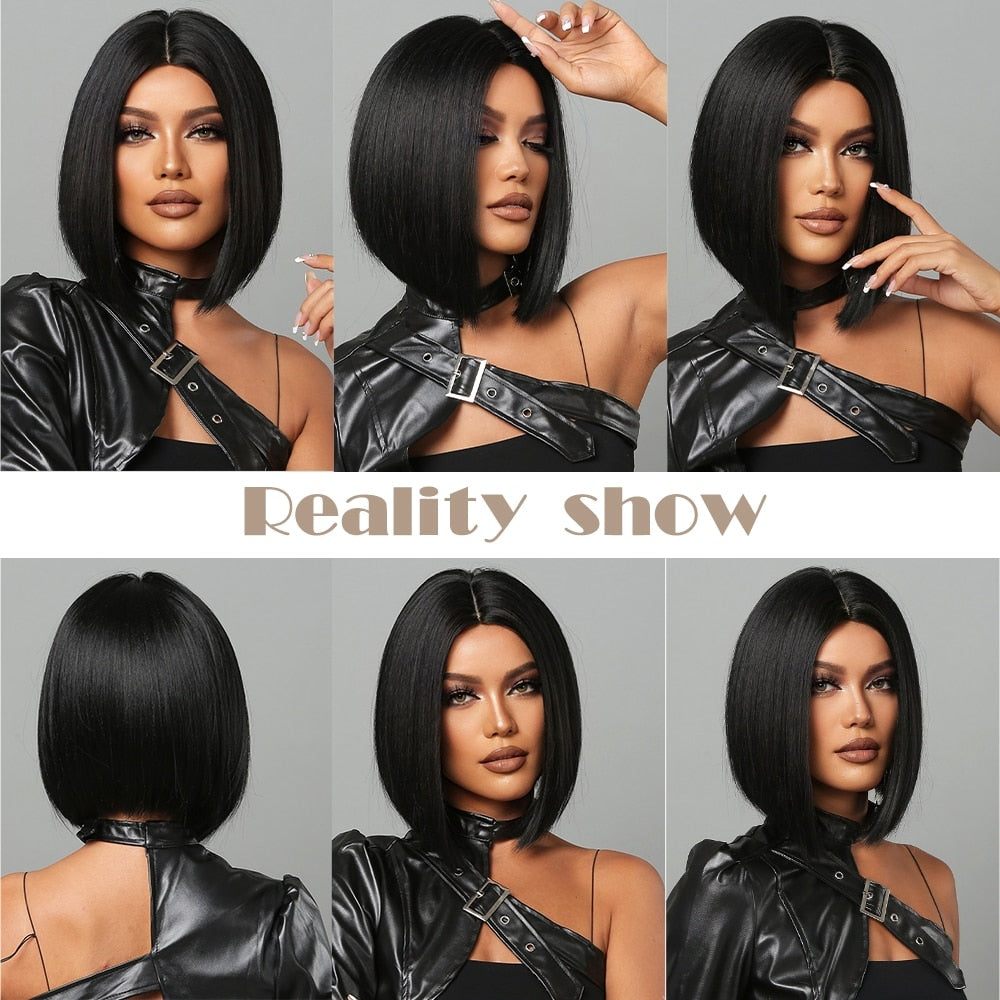 Short Black Bob Straight Hair Synthetic Wig