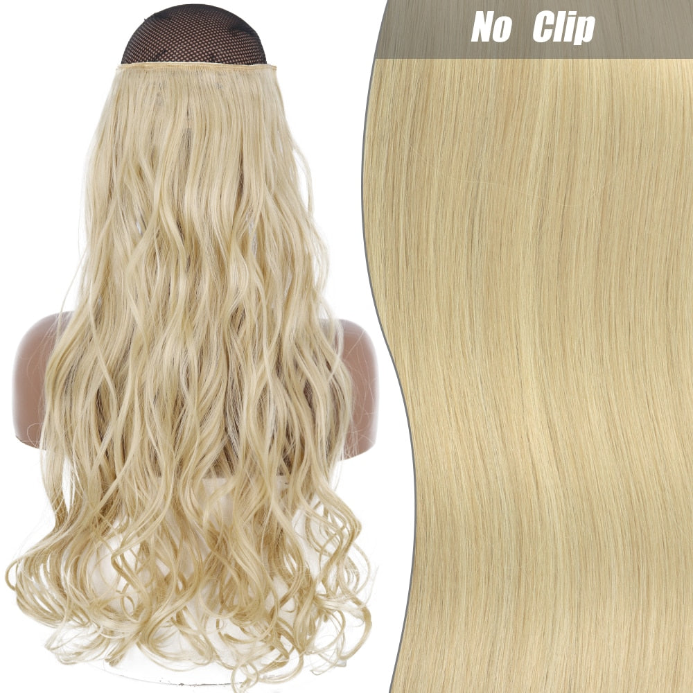 No Clips Long Straight Natural Hair Extension Synthetic Hairpiece Blonde Black