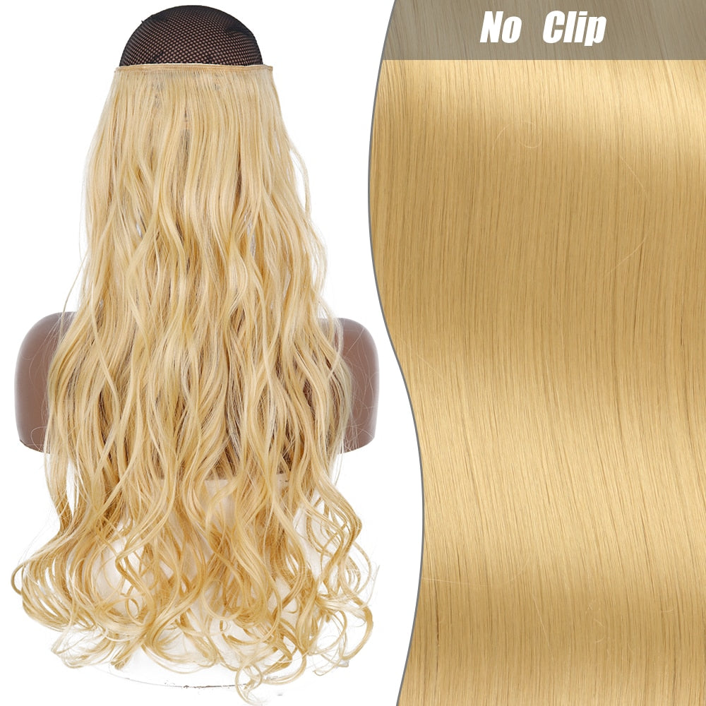 No Clips Long Straight Natural Hair Extension Synthetic Hairpiece Blonde Black