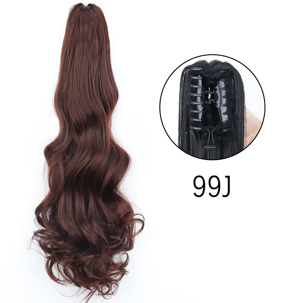 Ponytail Hair Extensions Long Straight Hair Claw Clip On 24Inch Synthetic Wig