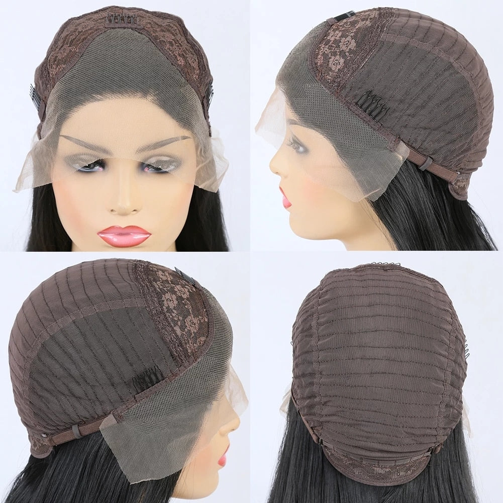 Natural Hairline Cinnamon Brown Lace Front Wigs Synthetic Long Wig