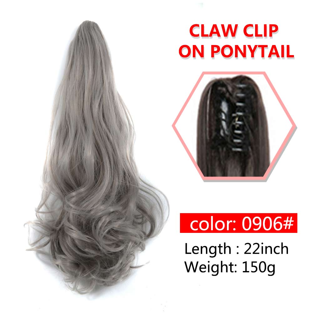 Long Wavy Claw Clip On Ponytail Synthetic 22inch Hair Extension Wig