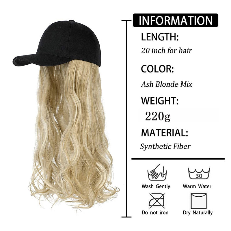 Blonde Wavy Wigs with Baseball Cap Hat Wigs
