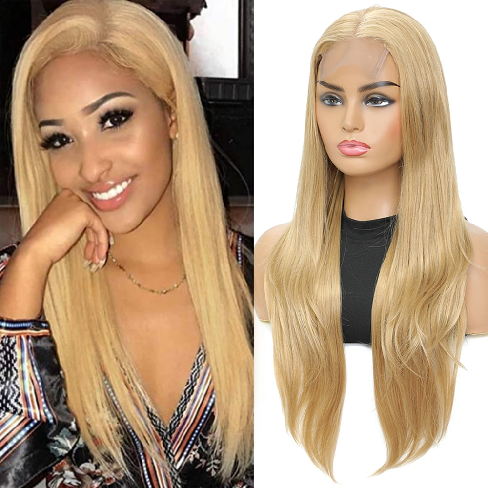 20 Inch Blonde Synthetic Lace Wigs Lace Closure