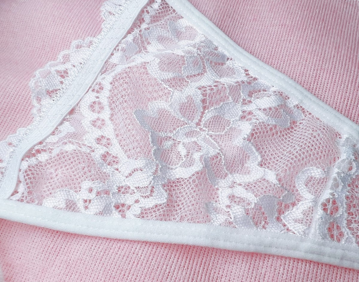 Bridal White Floral Lace Lingerie Set 4-Piece Garter Sheer Lace Sensual Exotic Bra + Panty Underwear Set