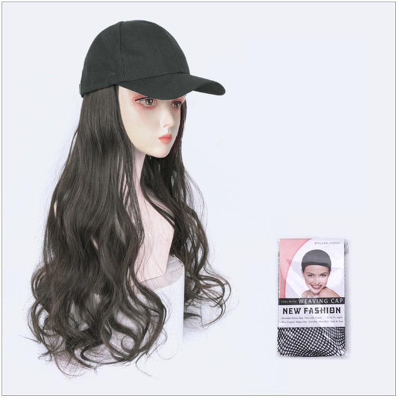 Blonde Wavy Wigs with Baseball Cap Hat Wigs