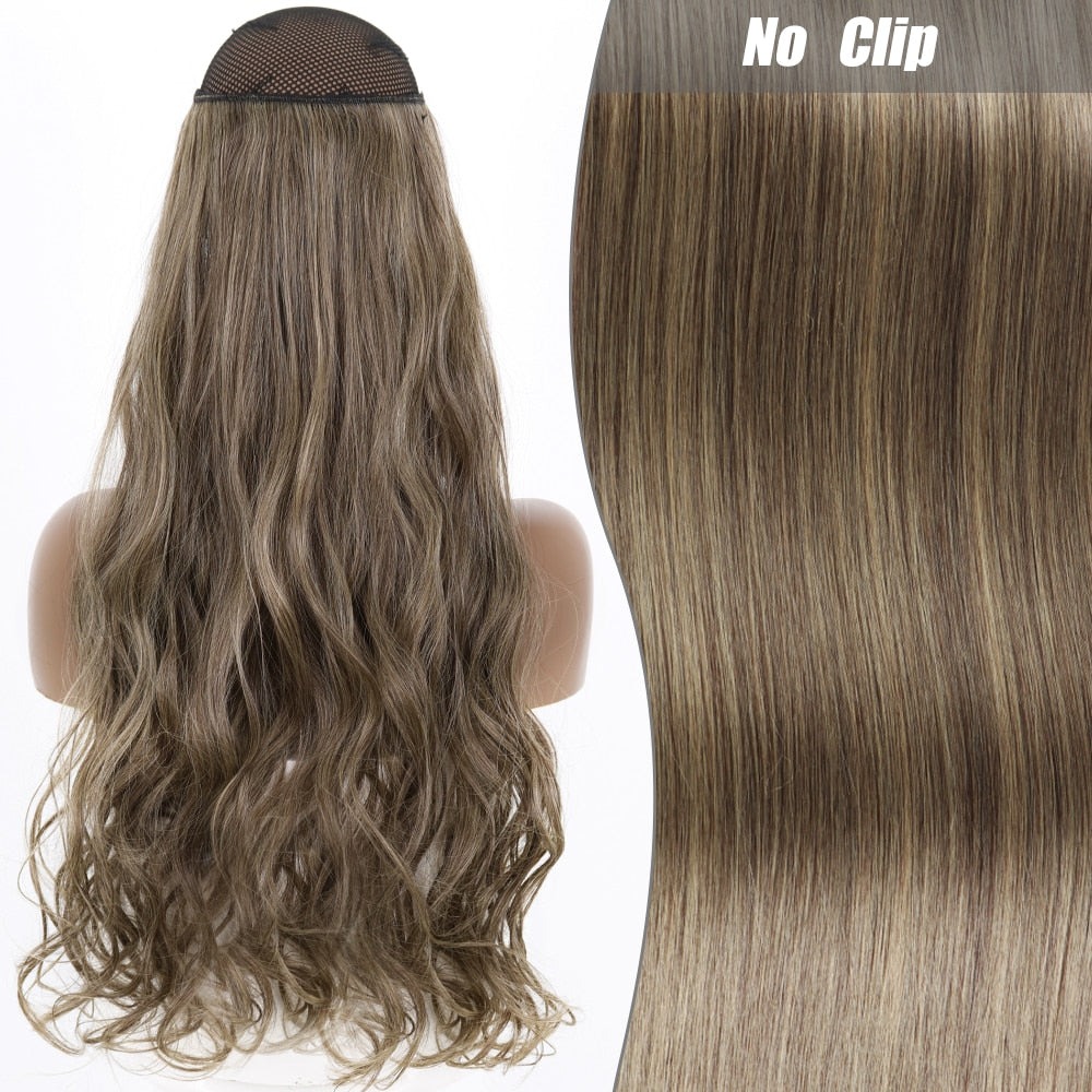 No Clips Long Straight Natural Hair Extension Synthetic Hairpiece Blonde Black