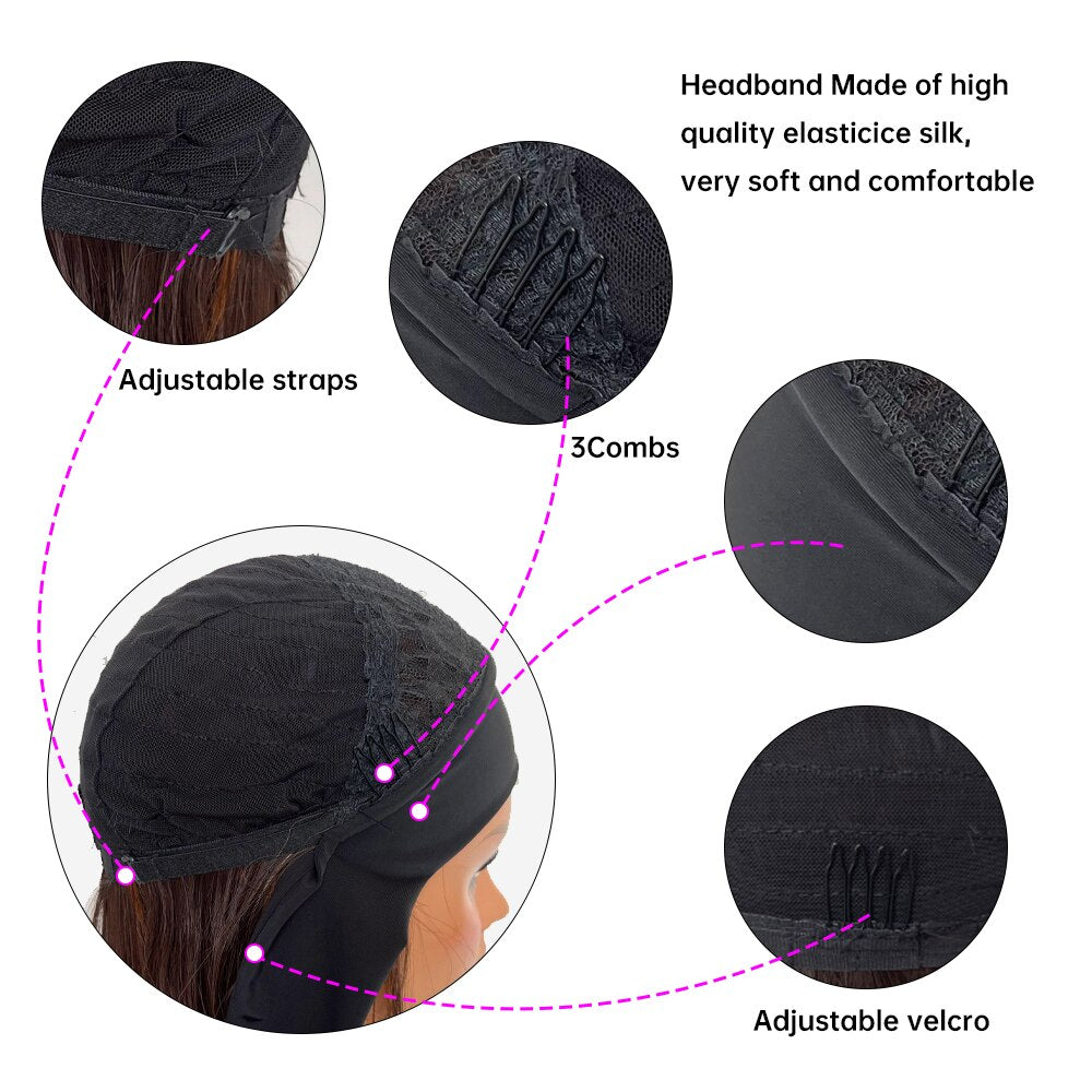 Long Straight Brown Headband Wig