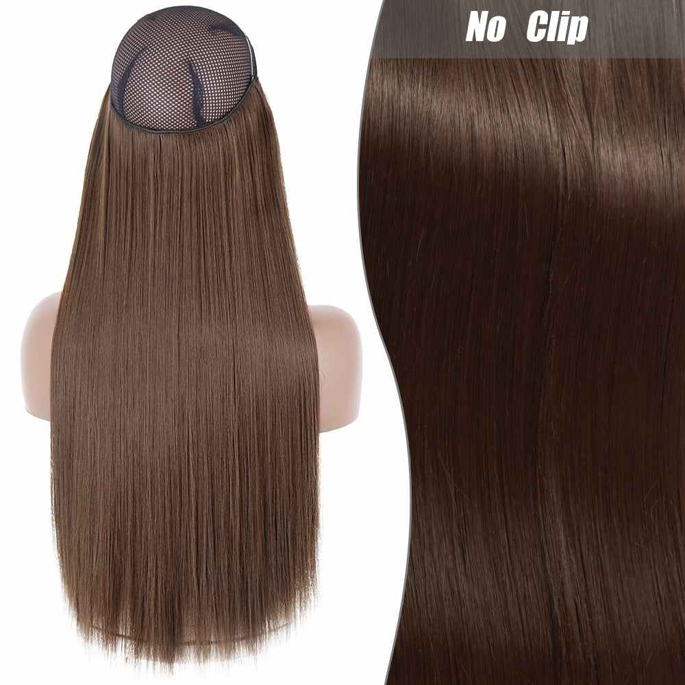 No Clips Long Straight Natural Hair Extension Synthetic Hairpiece Blonde Black