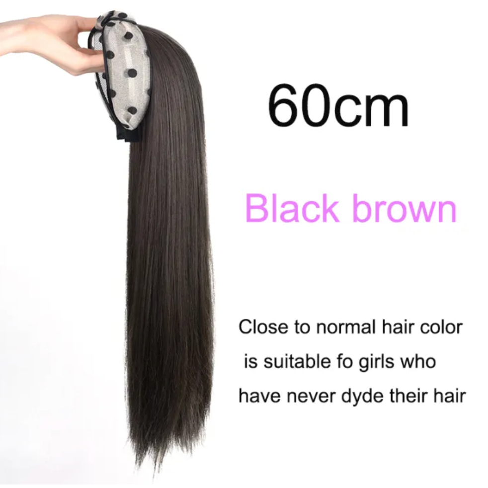 Long Straight Polkadot Headband Wig
