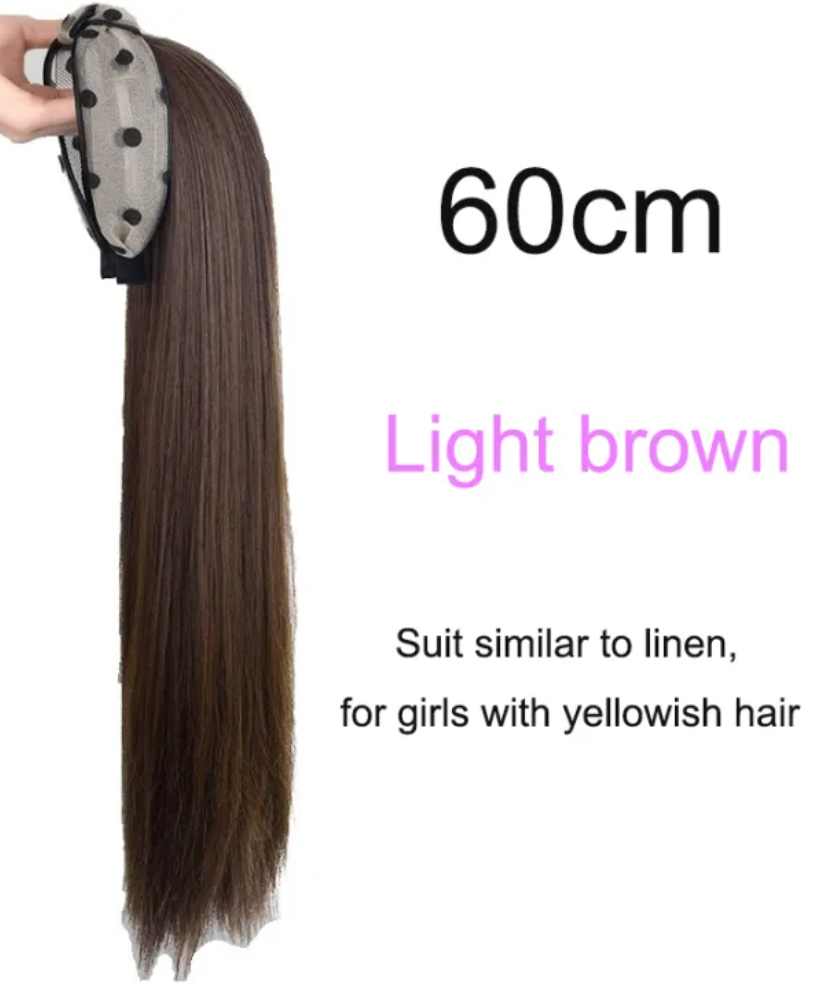 Long Straight Polkadot Headband Wig
