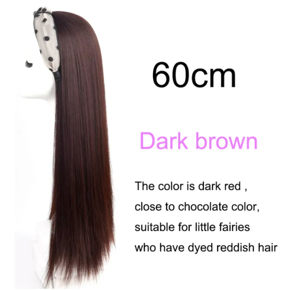 Long Straight Polkadot Headband Wig