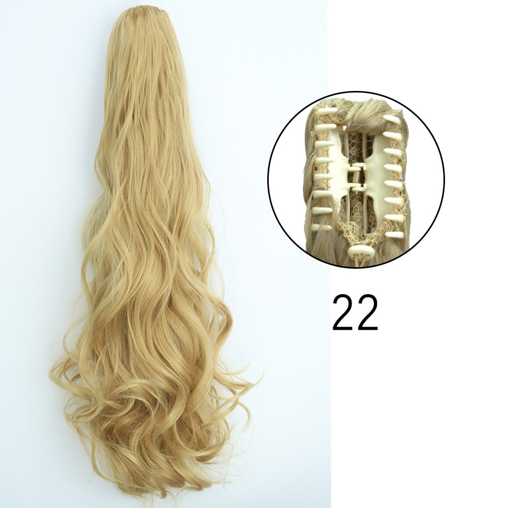 Ponytail Hair Extensions Long Straight Hair Claw Clip On 24Inch Synthetic Wig