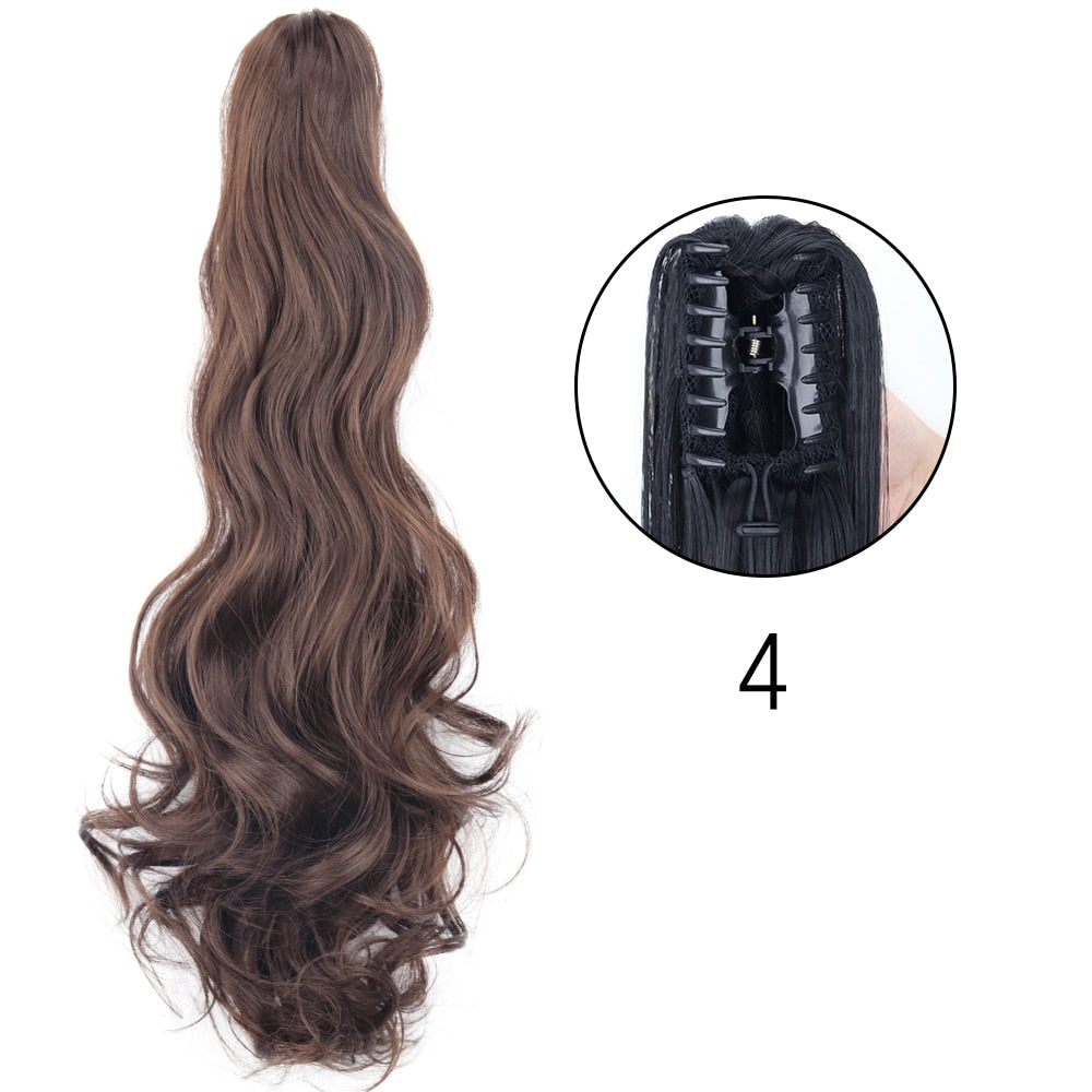 Ponytail Hair Extensions Long Straight Hair Claw Clip On 24Inch Synthetic Wig