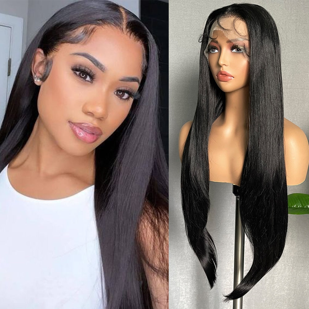 32 Inches Long Body Wave Fluffy 6x13 4x13 Synthetic Lace Front Wigs Pre Plucked with Baby Hair