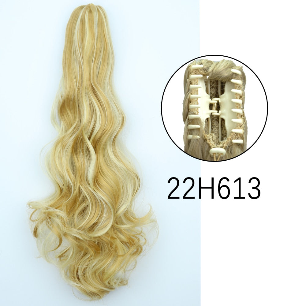 Ponytail Hair Extensions Long Straight Hair Claw Clip On 24Inch Synthetic Wig