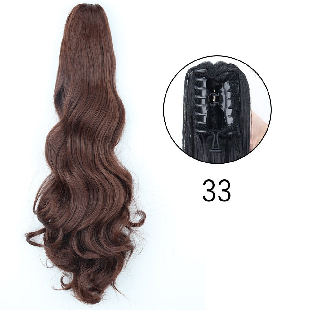 Ponytail Hair Extensions Long Straight Hair Claw Clip On 24Inch Synthetic Wig