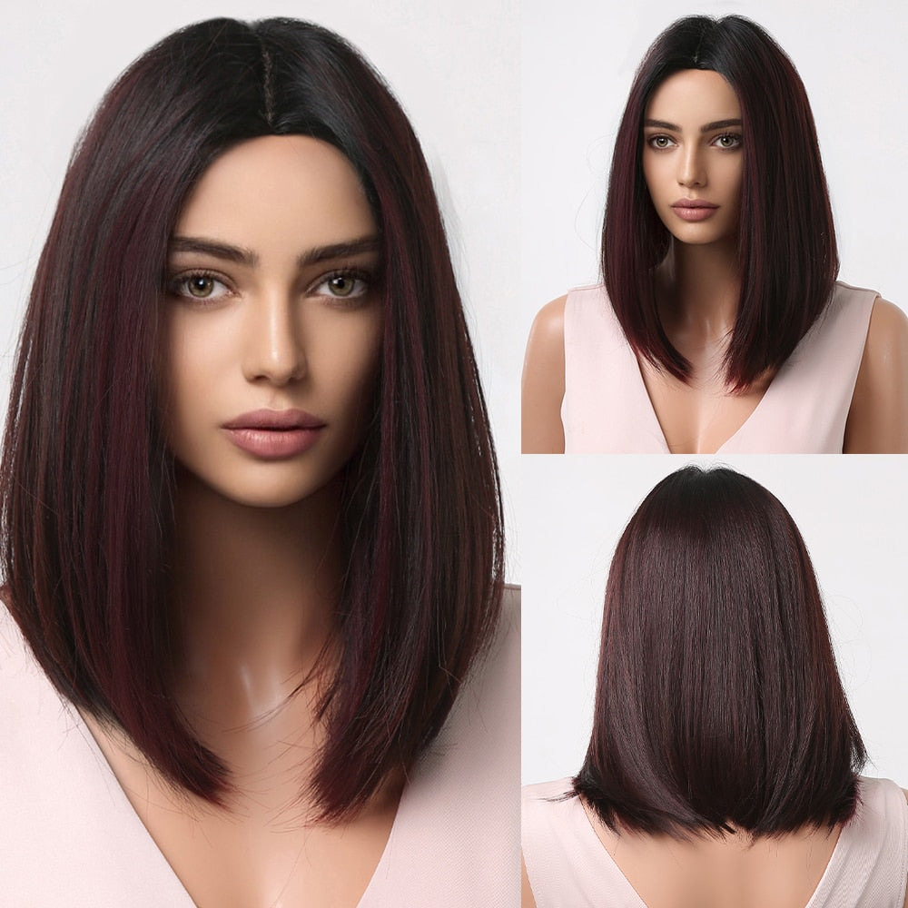 Ombre Platinum Ash Long Straight Synthetic Wigs
