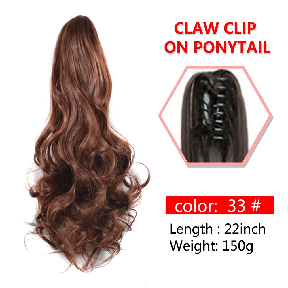 Long Wavy Claw Clip On Ponytail Synthetic 22inch Hair Extension Wig