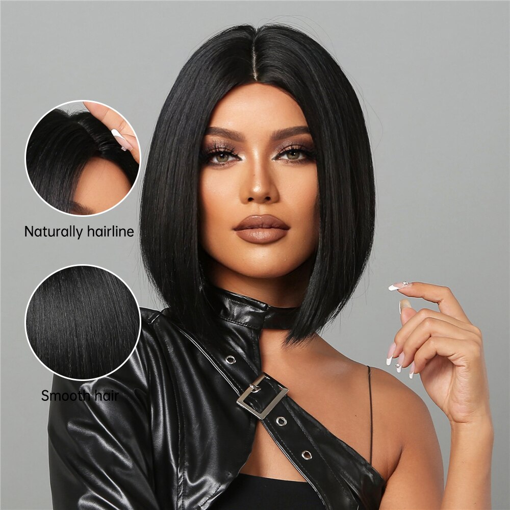 Short Black Bob Straight Hair Synthetic Wig