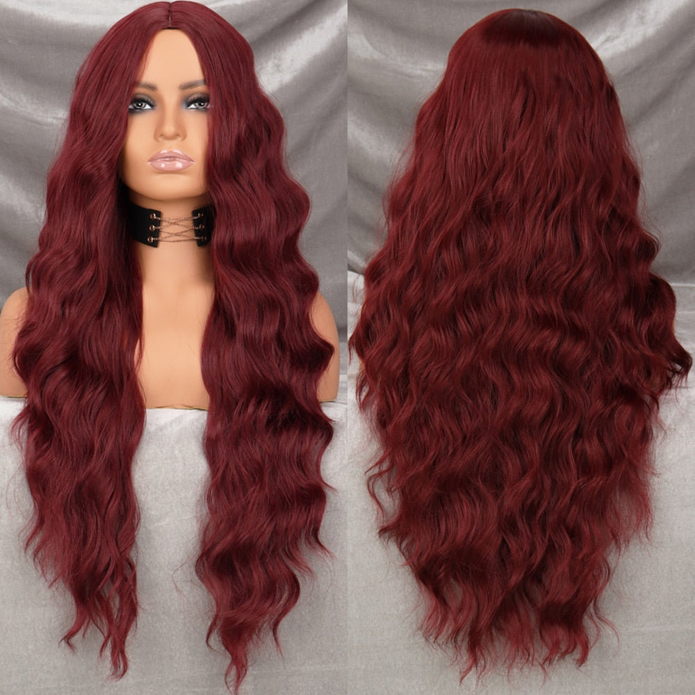Long Wavy Green Synthetic Wig Cosplay Party Wig