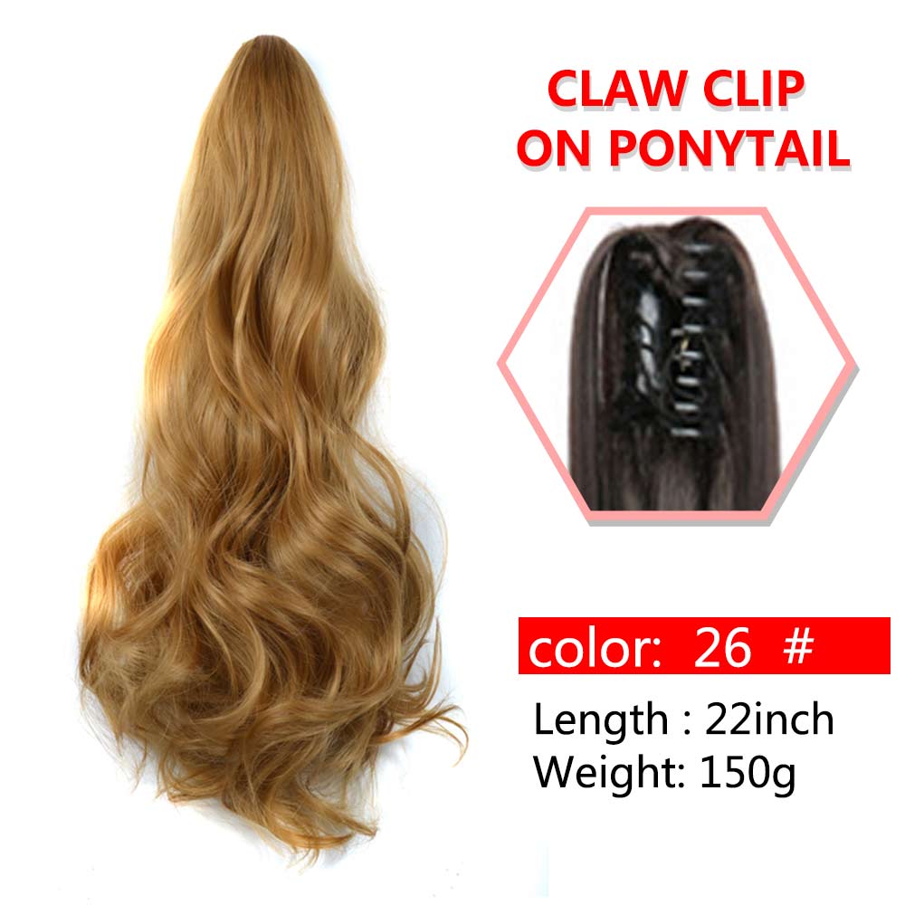 Long Wavy Claw Clip On Ponytail Synthetic 22inch Hair Extension Wig