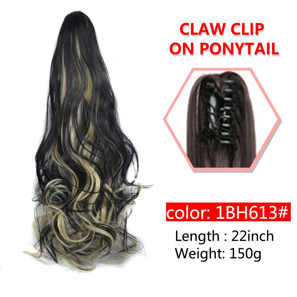 Long Wavy Claw Clip On Ponytail Synthetic 22inch Hair Extension Wig