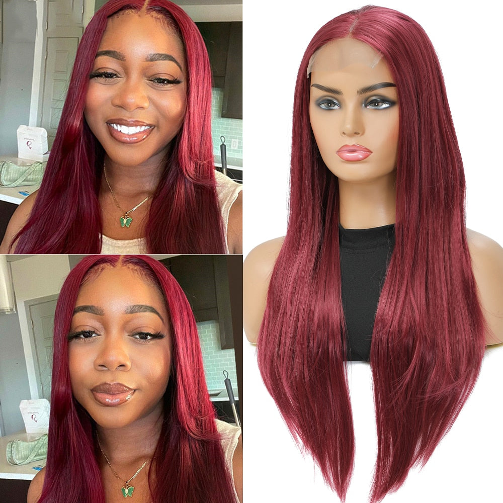 20 Inch Blonde Synthetic Lace Wigs Lace Closure