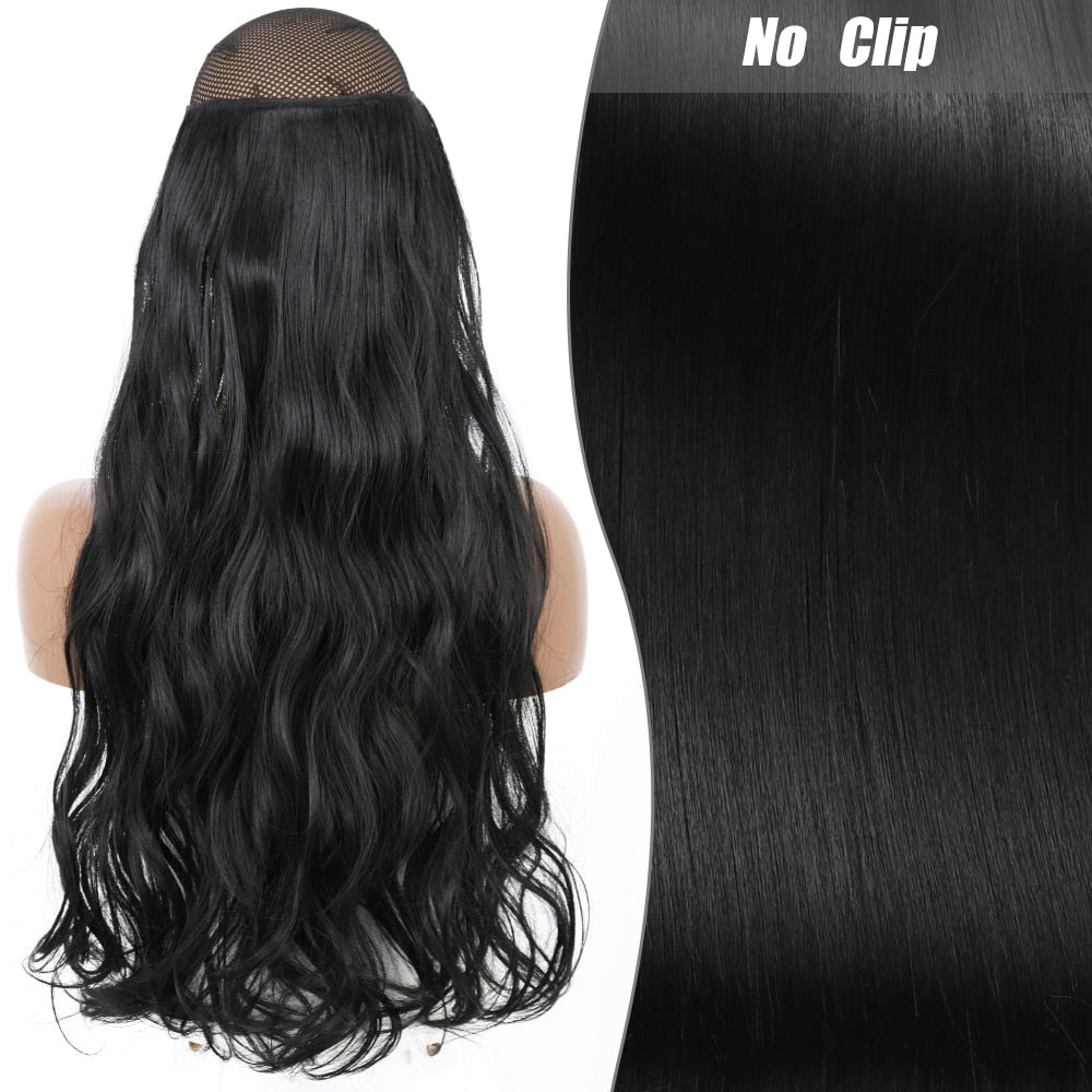 No Clips Long Straight Natural Hair Extension Synthetic Hairpiece Blonde Black