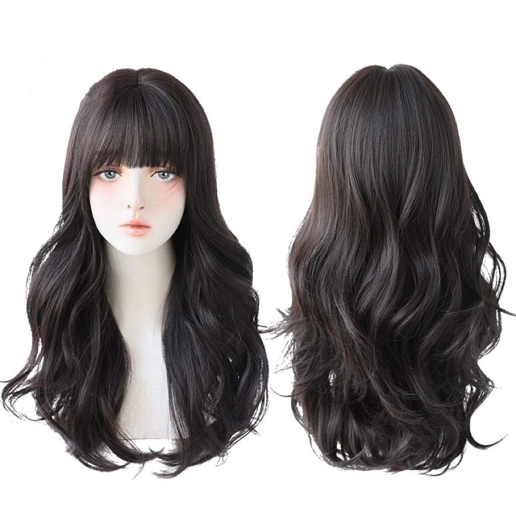 Long Wavy Curly Blonde Black Highlights Synthetic Wigs