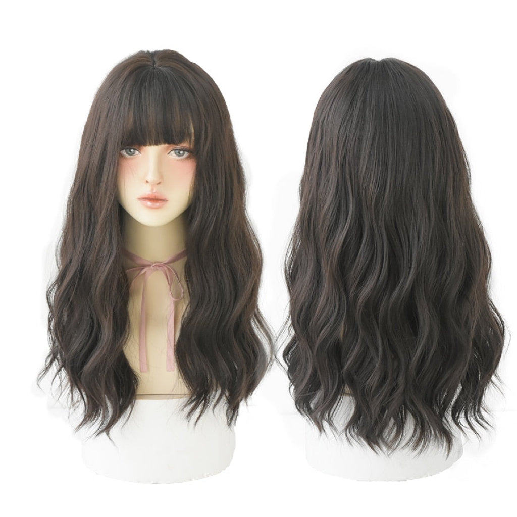 Long Wavy Curly Blonde Black Highlights Synthetic Wigs