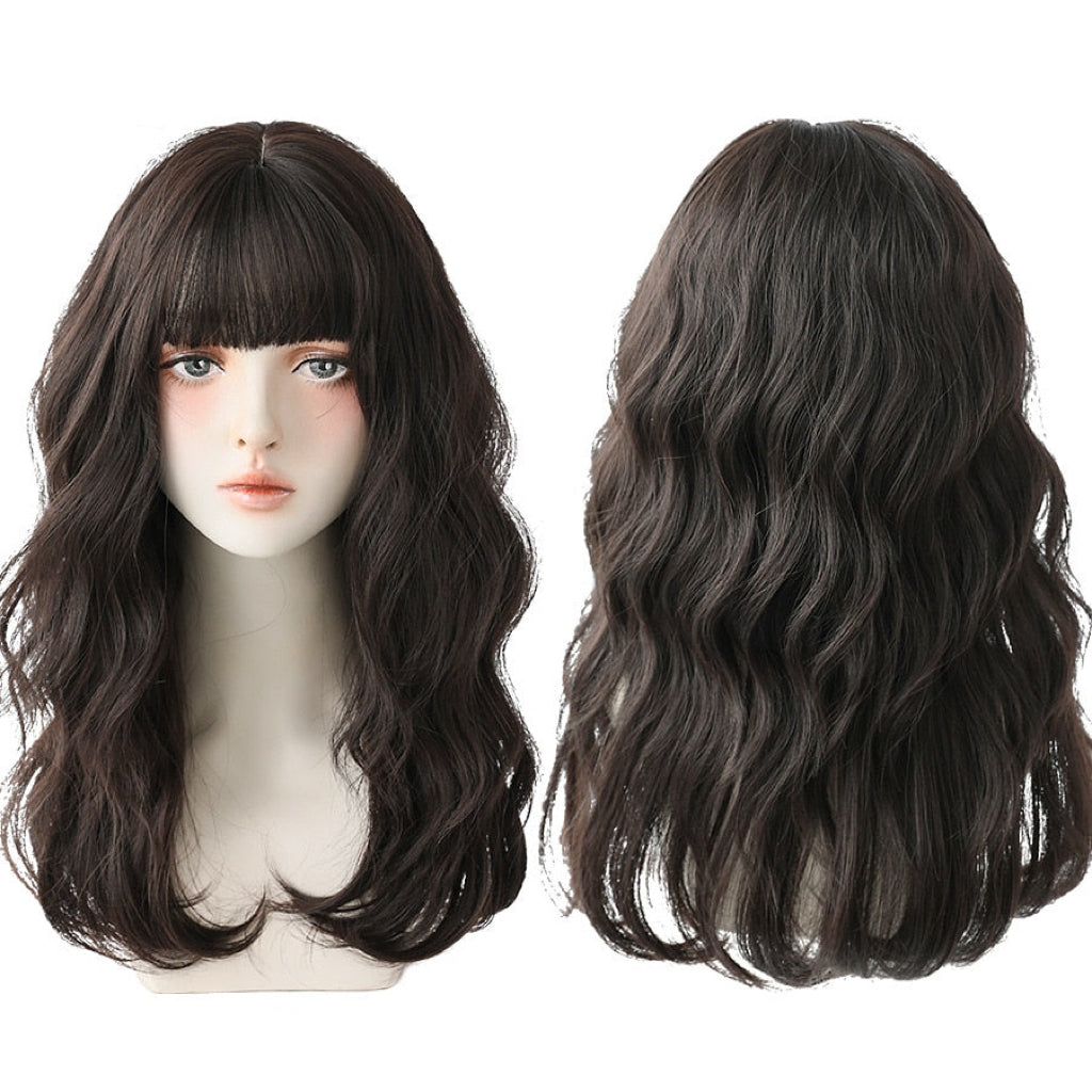 Long Wavy Curly Blonde Black Highlights Synthetic Wigs