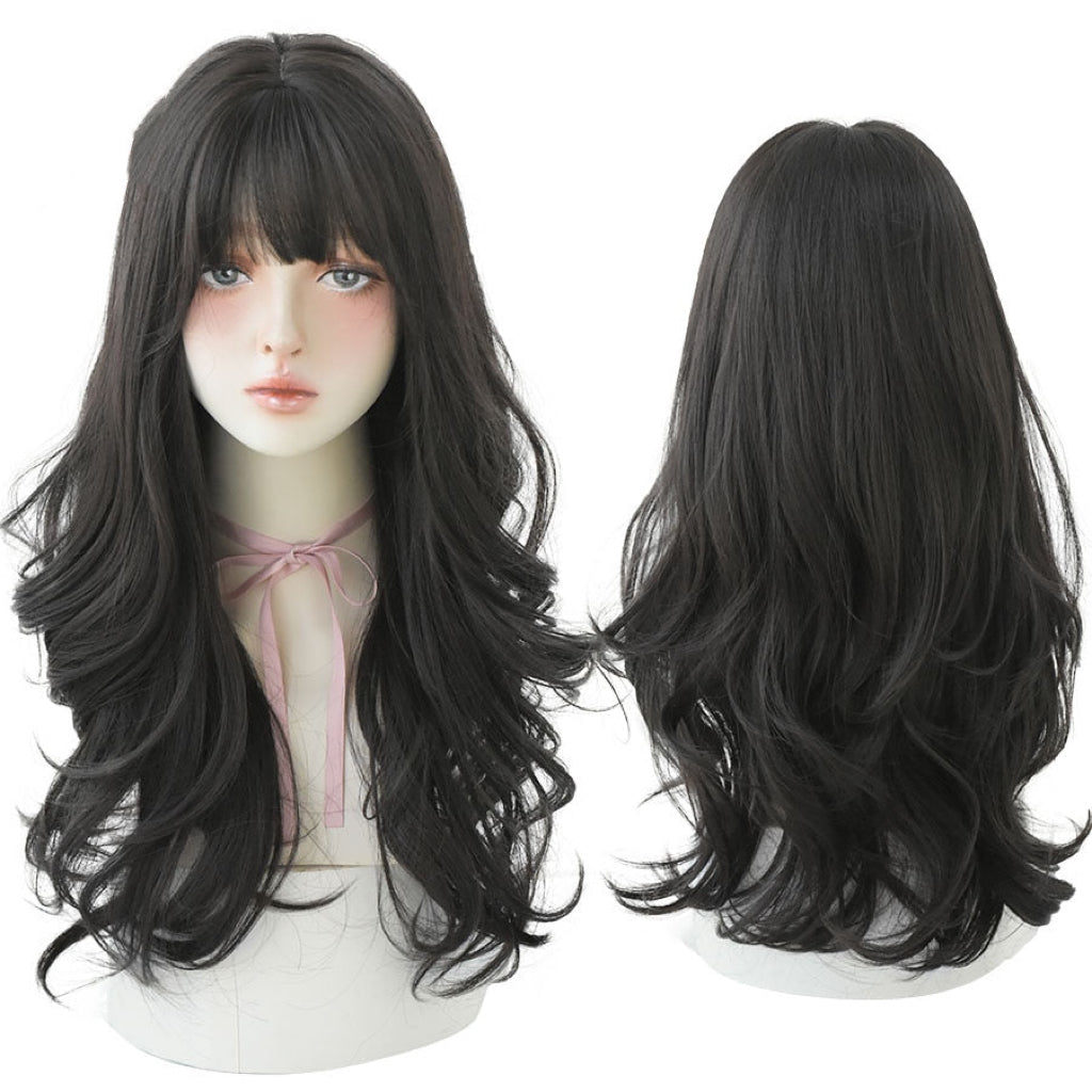 Long Wavy Curly Blonde Black Highlights Synthetic Wigs