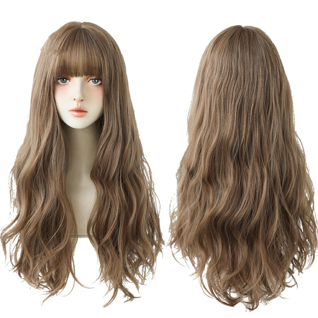 Long Wavy Curly Blonde Black Highlights Synthetic Wigs