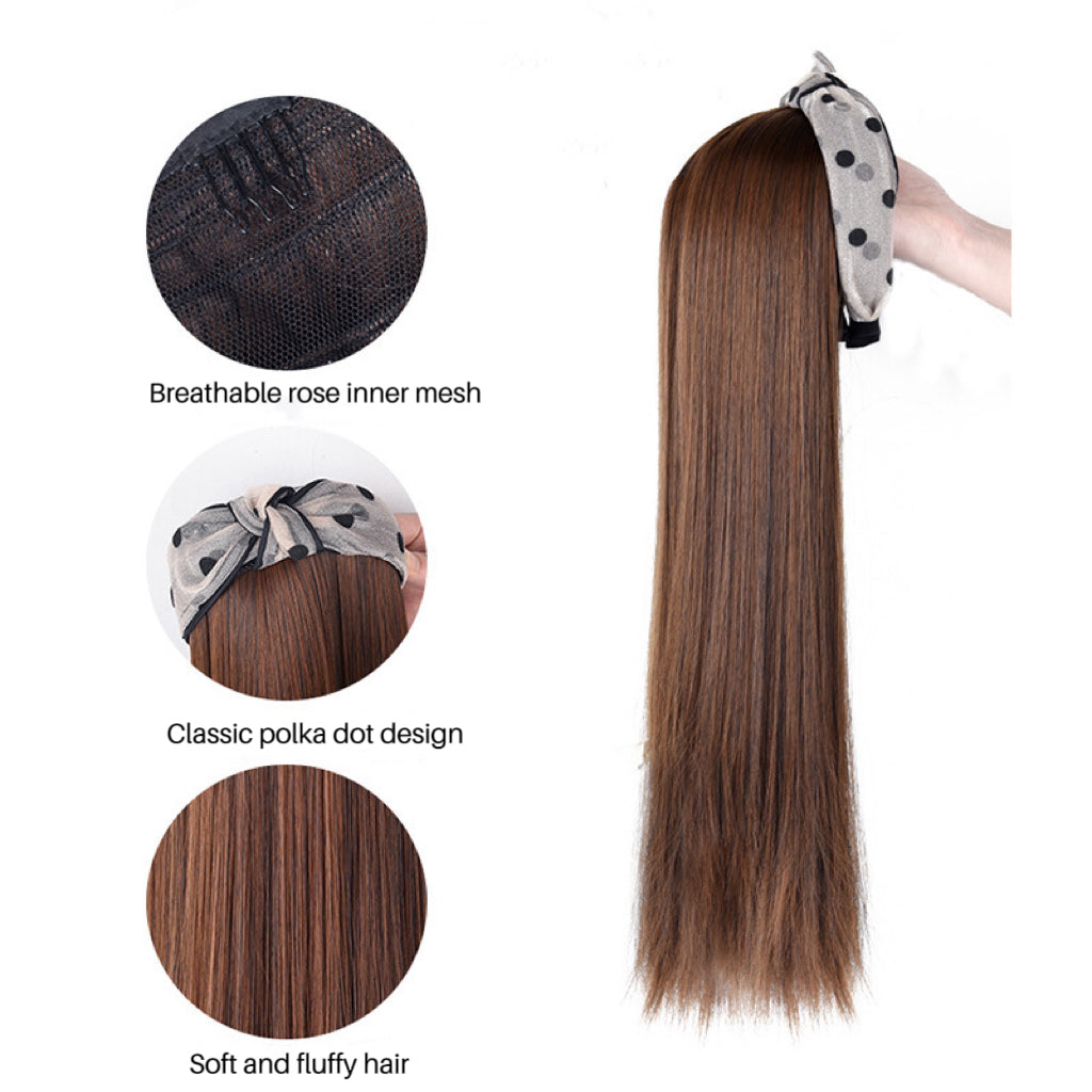 Long Straight Polkadot Headband Wig