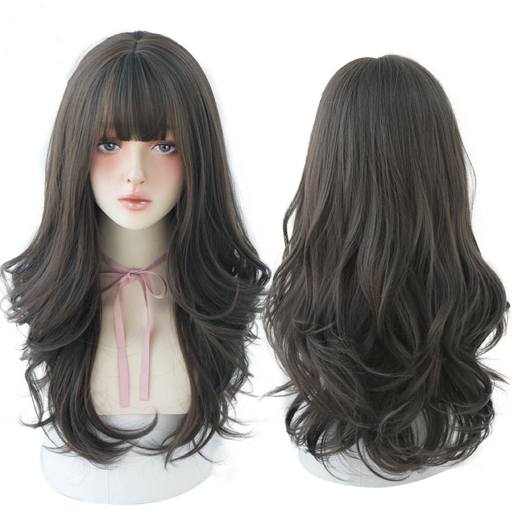 Long Wavy Curly Blonde Black Highlights Synthetic Wigs