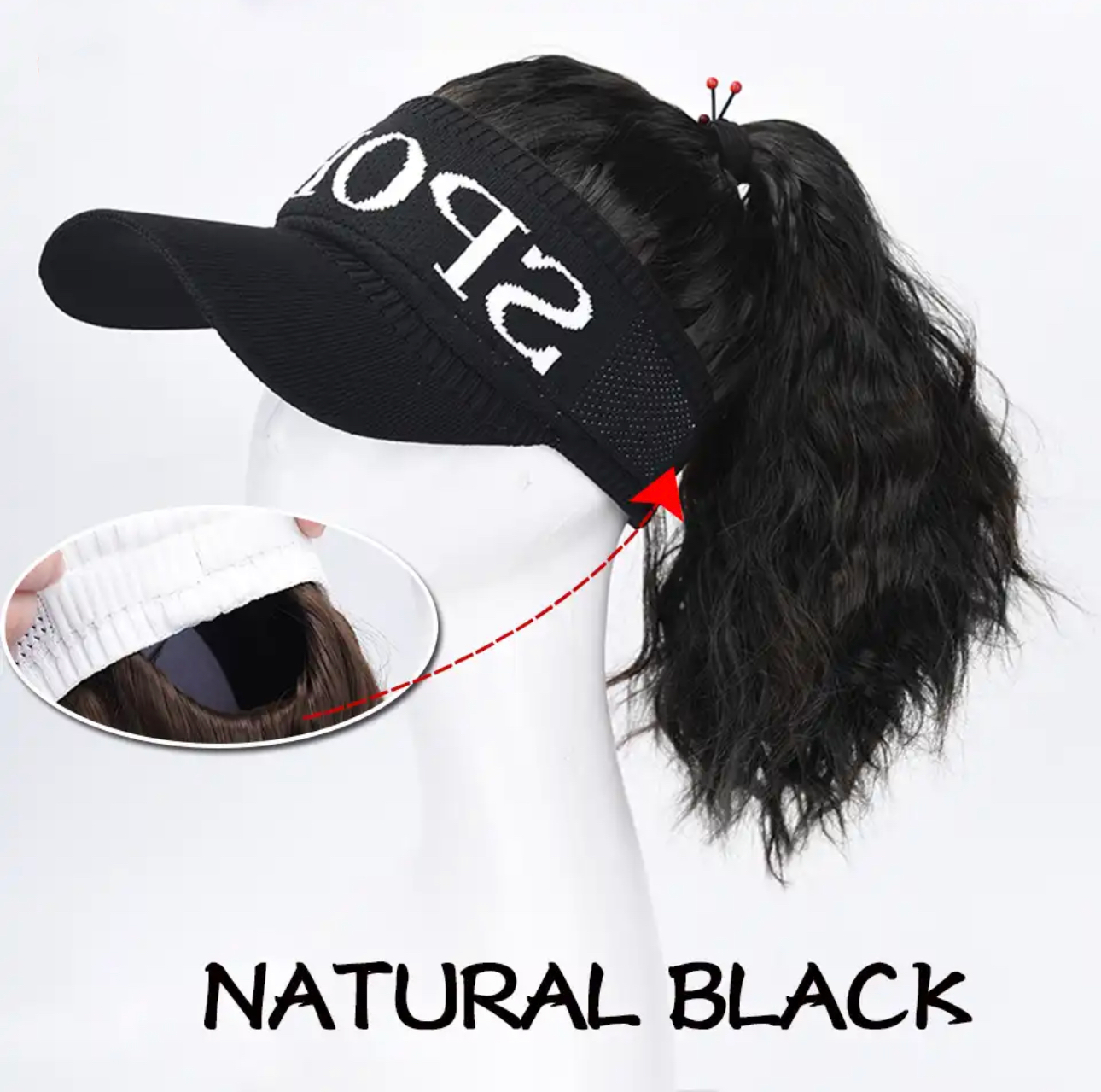 Ponytail Wig with Visor Cap Hat Wig