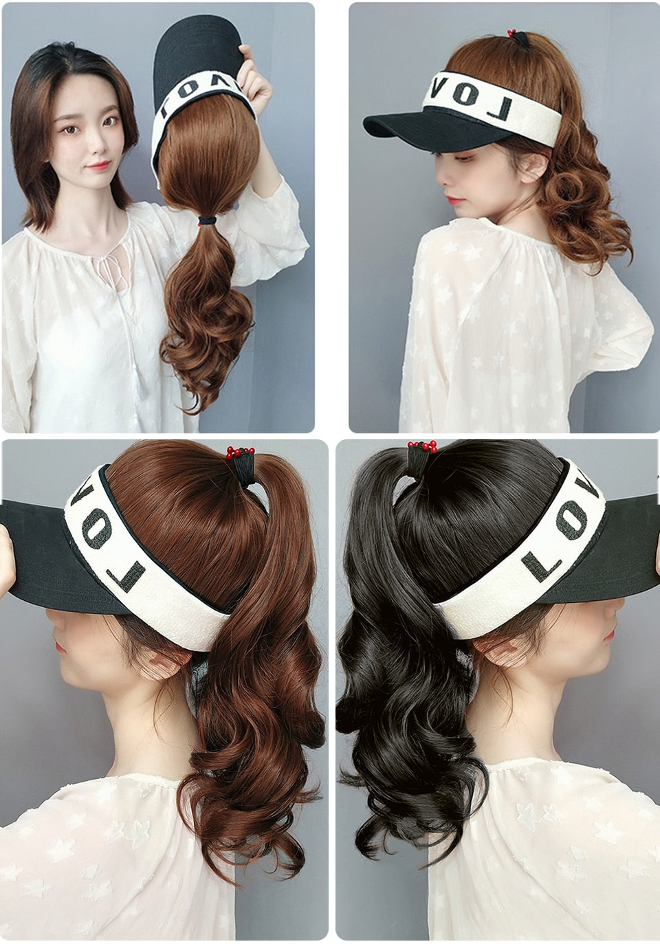 Ponytail Wig with Visor Cap Hat Wig