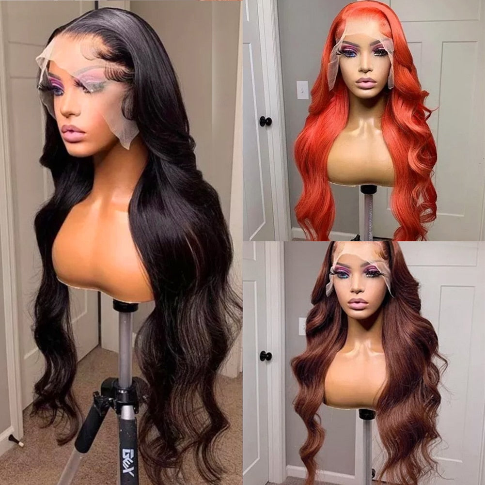 Black Body Wave Synthetic Wigs Lace Frontal Wig