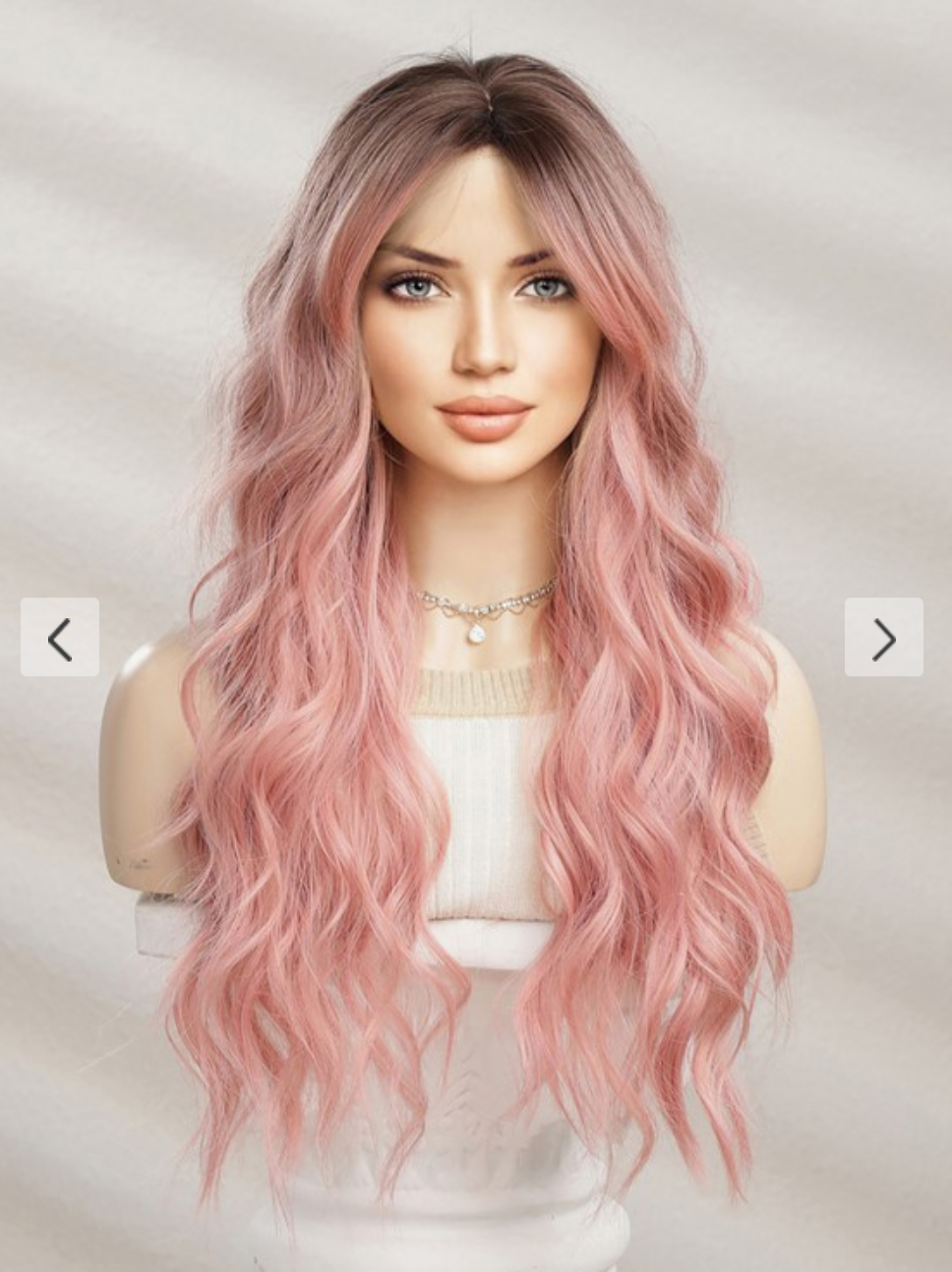 Pink Ombre Long Wavy Wigs