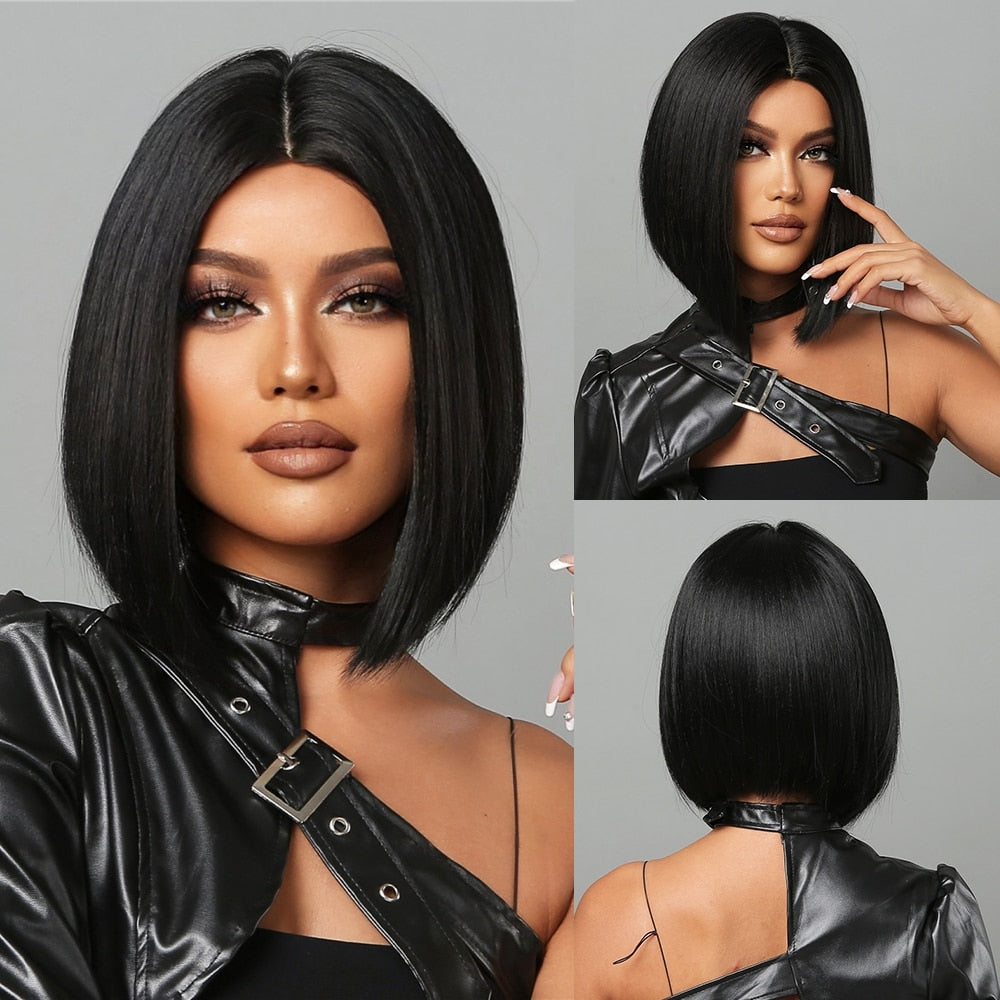 Short Black Bob Straight Hair Synthetic Wig
