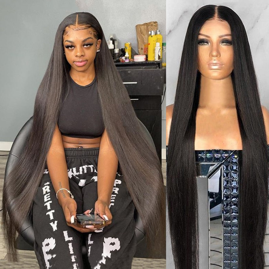 Straight Long Hair Lace Front Wig Brazilian 13x4 Lace Frontal For Black Women Human Hair 250 Density wigs