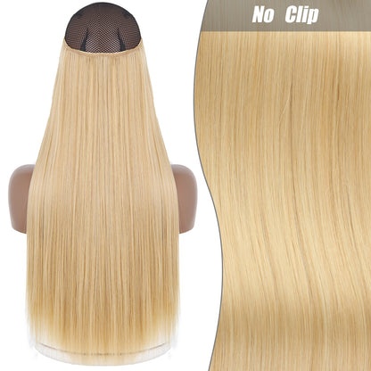 No Clips Long Straight Natural Hair Extension Synthetic Hairpiece Blonde Black