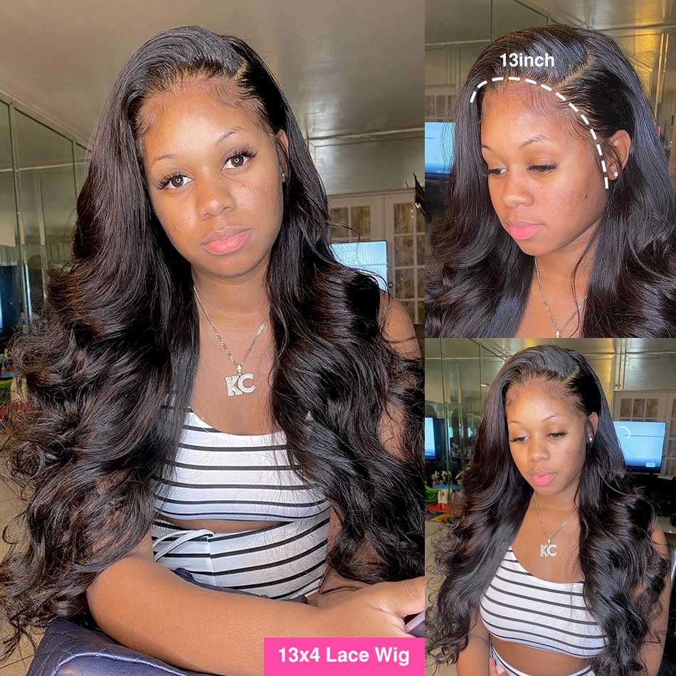 Black Body Wave Human Hair 13X6 HD Transparent Lace Front Brazilian Pre Plucked