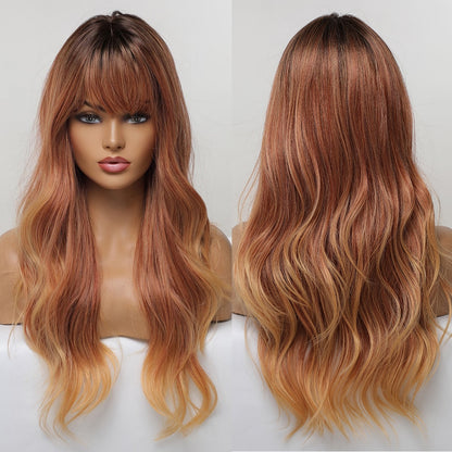 Pink Ombre Long Wavy Wigs