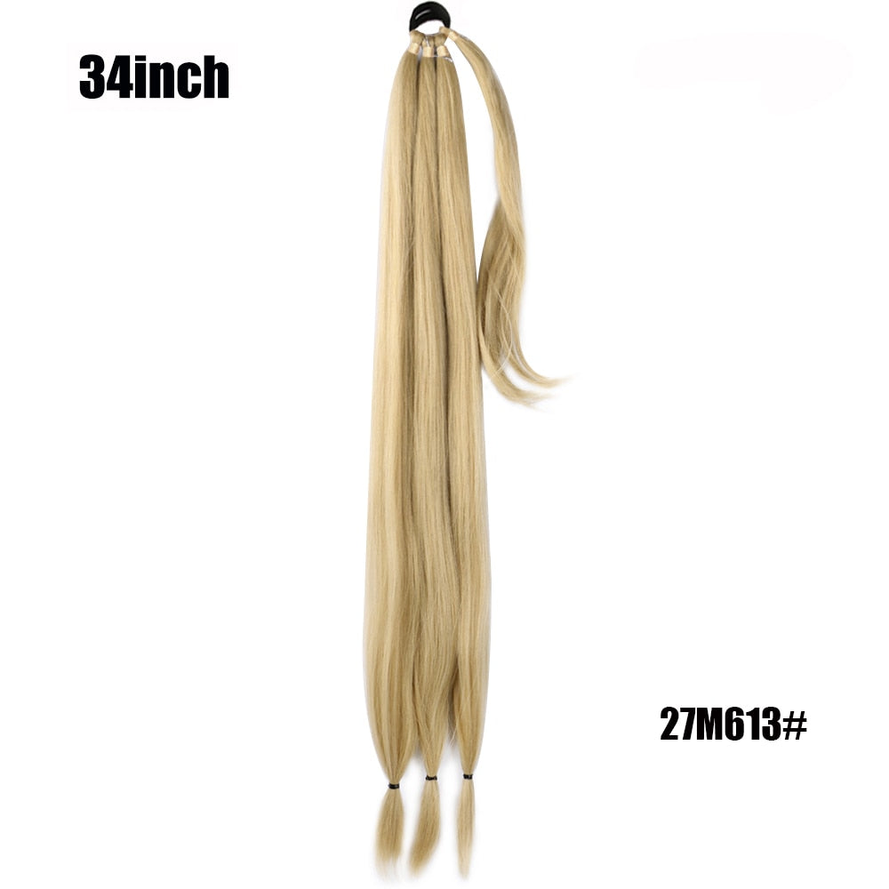 Boxing Braids Ponytail Extensions Synthetic Chignon Tail With Rubber Band Hair Ring