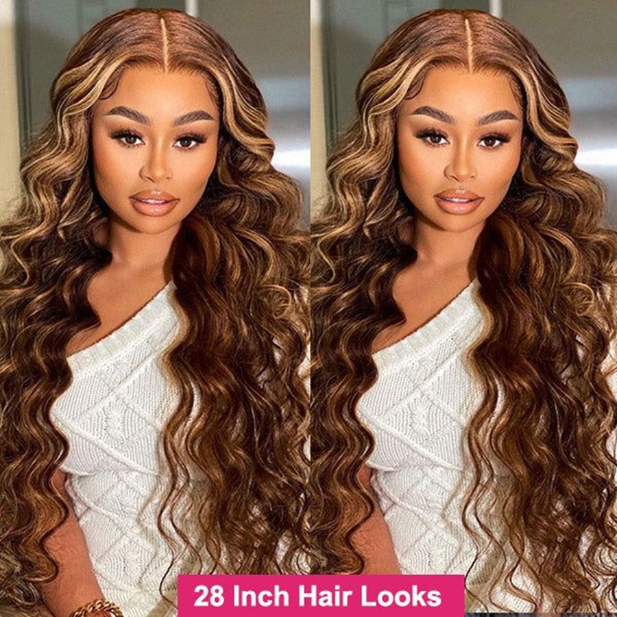 Colored Highlight Human Hair Wigs: 13x6 Lace Front Body Wave & 13x4 HD Lace Frontal Deep Wave