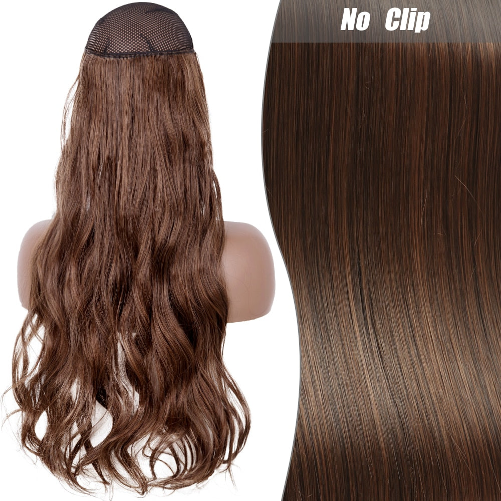 No Clips Long Straight Natural Hair Extension Synthetic Hairpiece Blonde Black